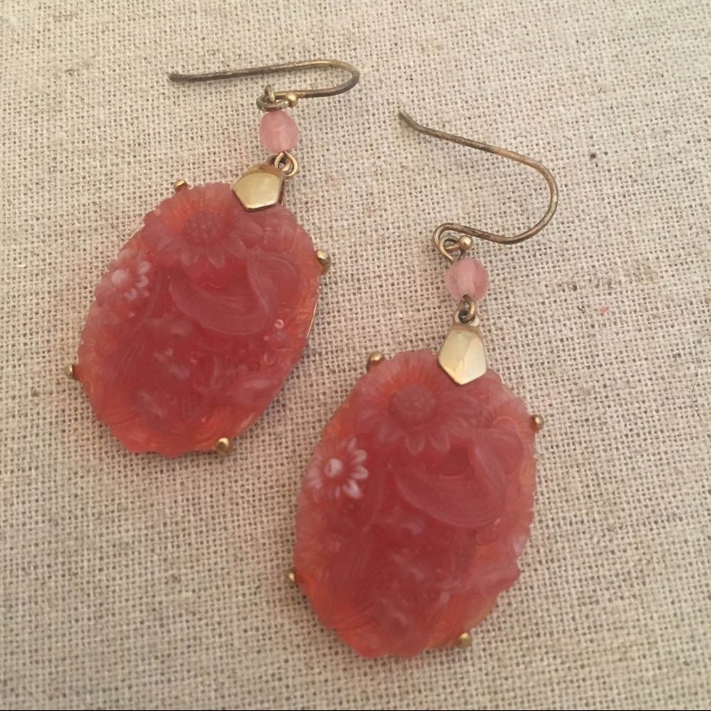 Pink flower chandelier earrings